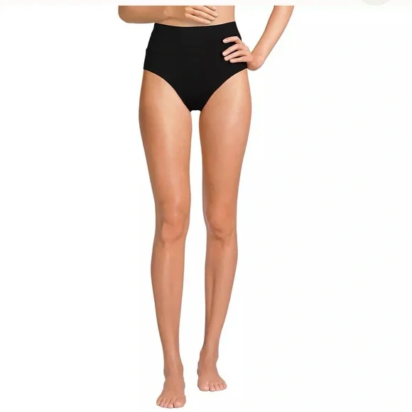 Lands End Square Neck Midkini Tankini Swimsuit set black - Picture 3 of 5